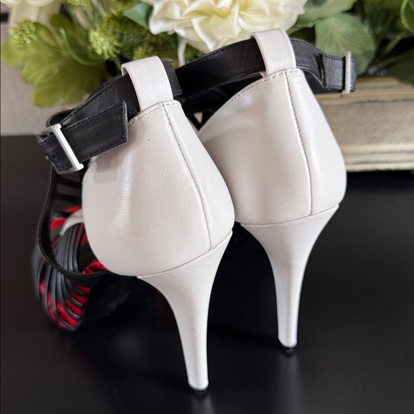Calvin Klein Nadia Black, White, and Red Strappy Heels - Picture 9 of 14